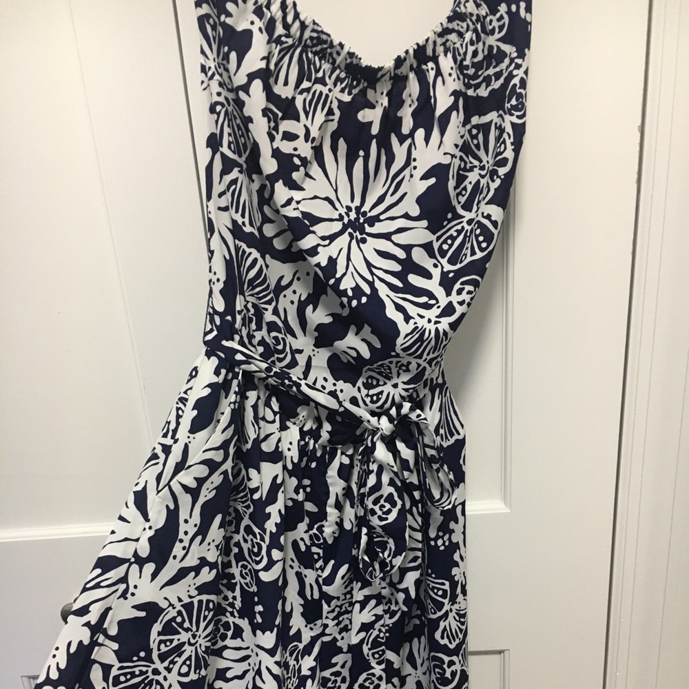 Lilly Pulitzer Navy and White Jumpsuit Strapless